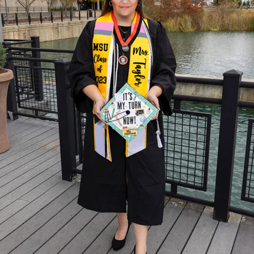 Custom Unisex Teacher Graduation Stole - Double-Sided Pencil Design Class of 2025 - 72 Inch College Graduation Sash Gift for Men & Women - Perfect for Graduation Ceremonies, Teacher Appreciation & Academic Celebrations