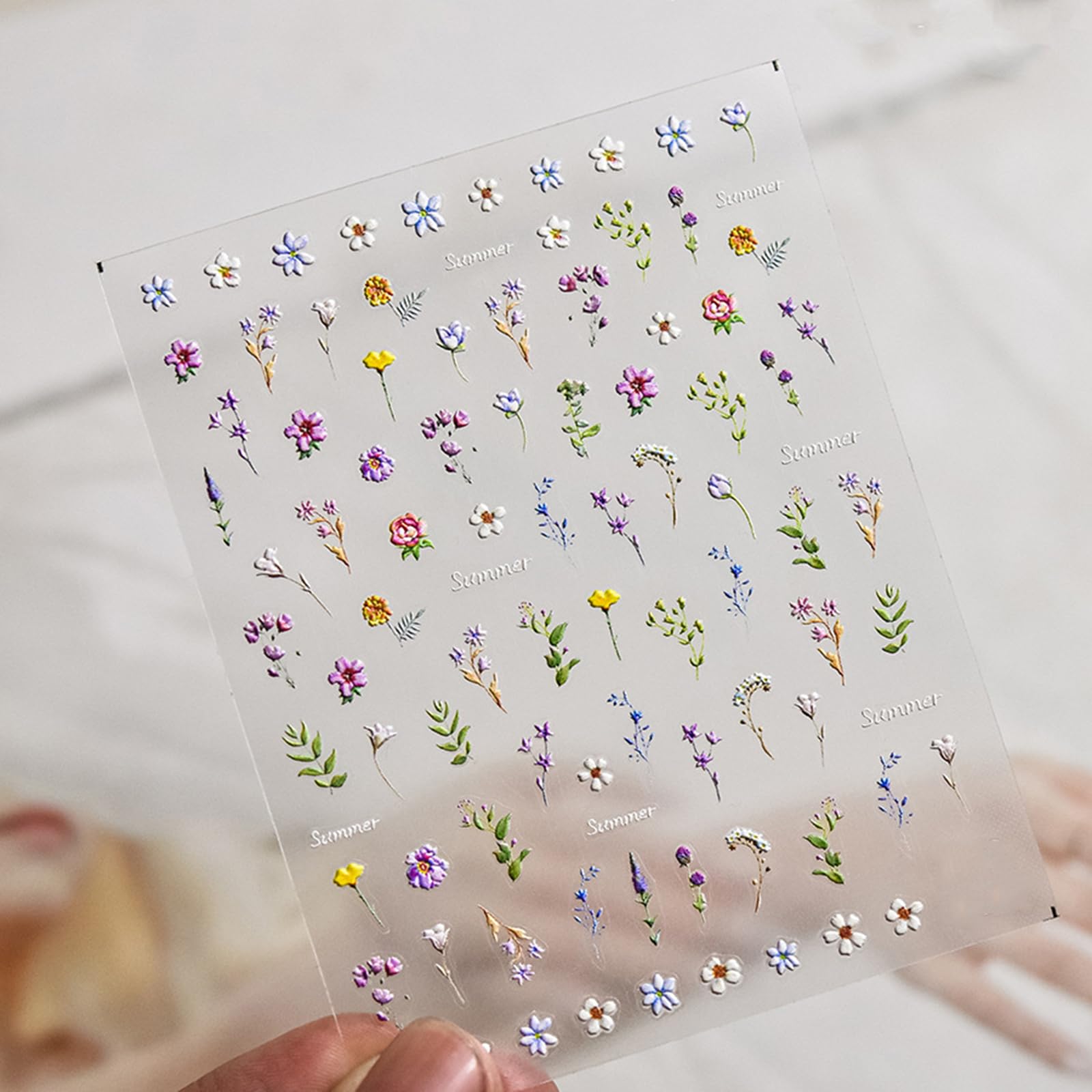5D Floral Nail Art Stickers - Spring Daisy Flower Decals, Self-Adhesive Manicure Supplies for Women, Cute Embossed Nail Accessories (1pc) - Perfect for DIY Nail Design, Home Spa & Spring Party Nail Decorations