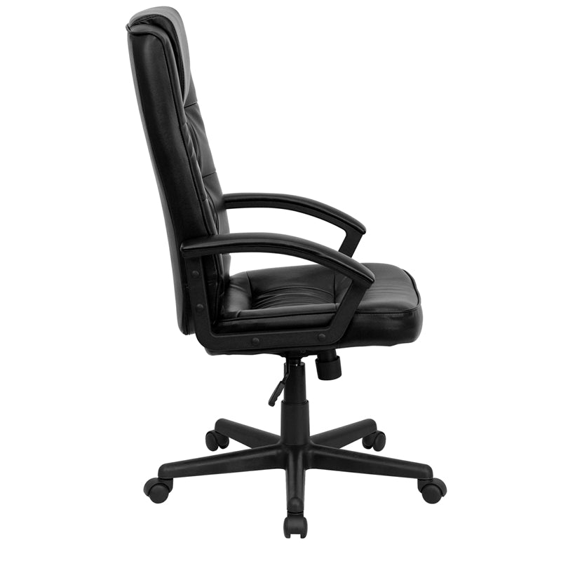 Premium FLASH Nora High Back Black LeatherSoft Executive Swivel Office Chair with Adjustable Arms - Ergonomic Desk Chair for Home Office, Conference Room & Workspace