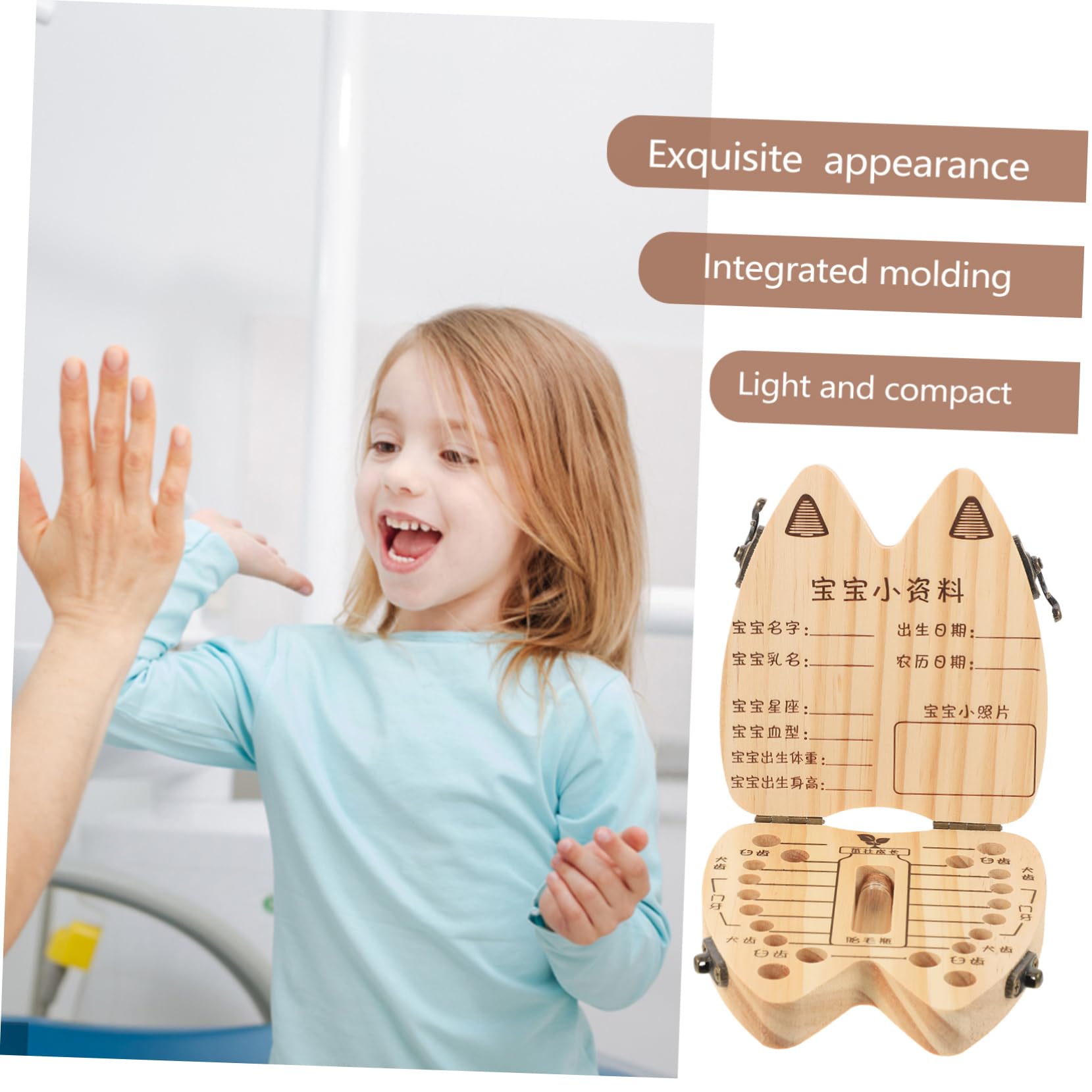 iFundom 4-Pack Kids Tooth Fairy Keepsake Box - Wooden Baby Teeth Storage Organizer for Boys & Girls - Perfect for Wig Making, First Tooth Loss, and Memory Preservation