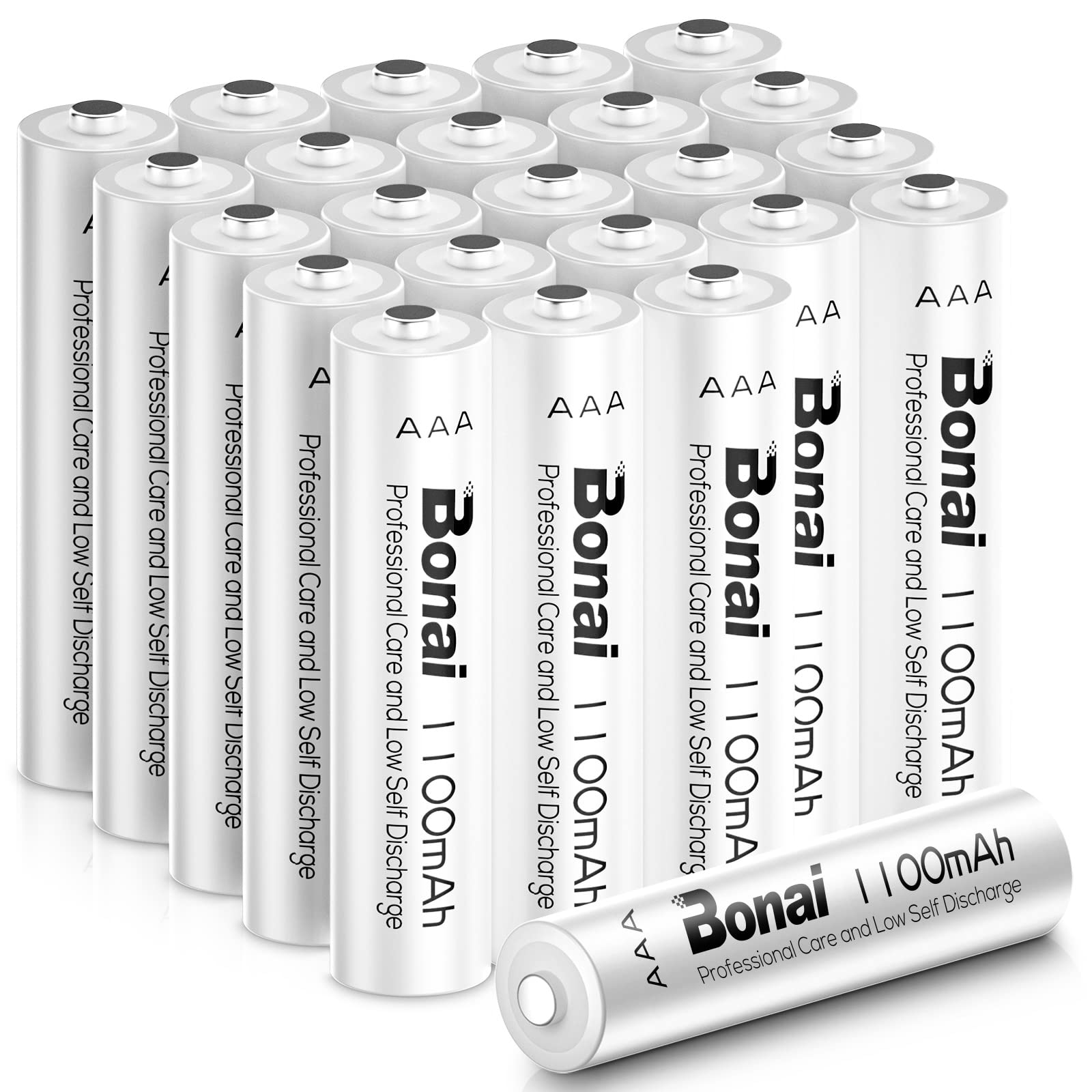 BONAI 24-Pack AAA Rechargeable Batteries 1100mAh High Capacity, 1200 Cycles - Perfect for Toys, Flashlights, Remote Controls & Electronic Devices
