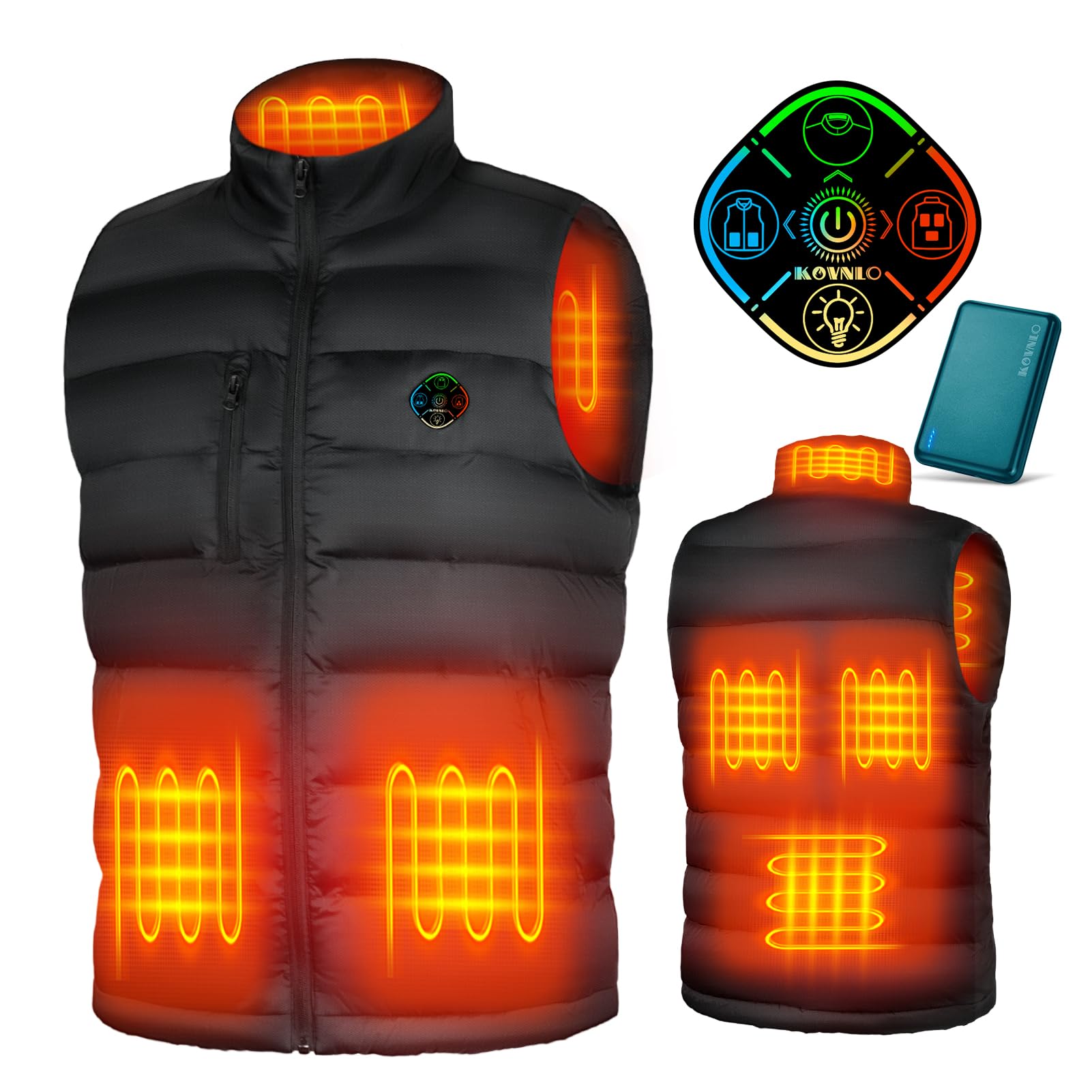 KOVNLO Men's Heated Vest with Battery Pack - Soft Fleece Electric Jacket for Winter Warmth | Lightweight & Smart Heating for Outdoor Activities, Camping & Hiking