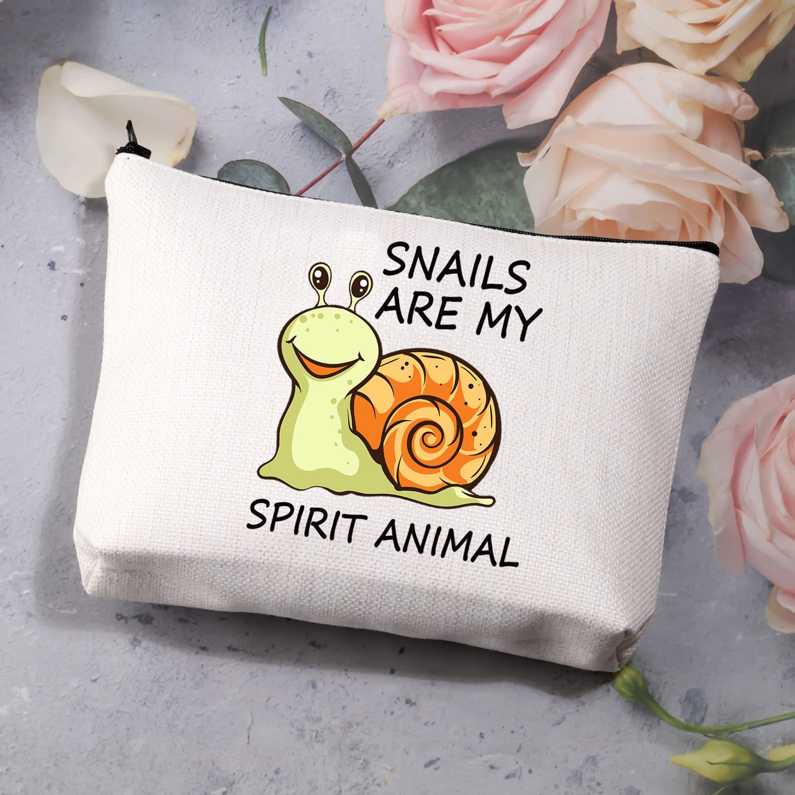 PLITI Snail Lover Makeup Bag - Funny Snail Themed Travel Pouch & Cosmetic Organizer (Snails Are My Spirit Animal) - Perfect Gift for Snail Enthusiasts, Travel Accessories & Cute Storage Solution