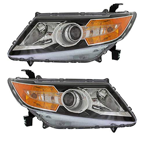 14-17 Honda Odyssey Halogen Headlight Assembly Pair - Left & Right Headlamp with Bulbs - Perfect for Night Driving & Replacement