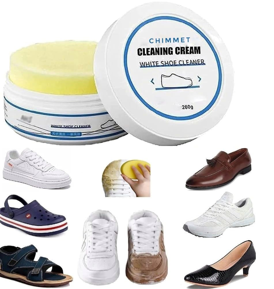 Premium White Shoe Cleaning Cream - Effective Sneaker Stain Remover & Whitening Solution for Leather, Sports Shoes, Tennis Shoes & Bags | Restores Yellowed Shoes | Perfect for Daily Cleaning, Gym Shoes Maintenance & Travel Gear Care