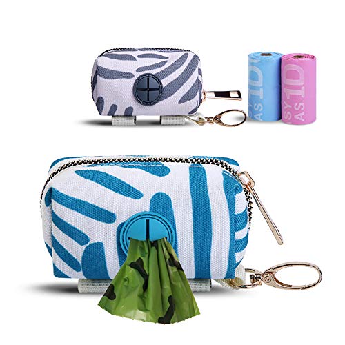 2 Pack Dog Waste Bag Dispenser with Hook & 2 Rolls Poop Bags - Portable Leash Pouch for Walking, Running, Hiking, and Outdoor Activities - Pet Accessory for Clean and Convenient Cleanup