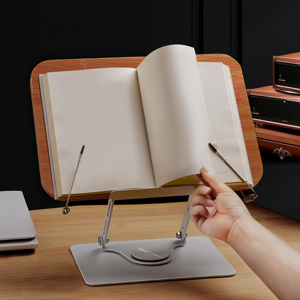 Adjustable Book Holder & Laptop Stand - BRIGHTFUFU Reading Stand for Cookbooks, Textbooks & Tablets - Perfect for Kitchen, Office & Study Desk Organization