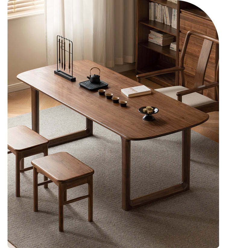 Premium Black Walnut Solid Wood Rectangular Coffee Table - Rustic Modern Living Room Furniture for Home Decor & Tea Time Relaxation