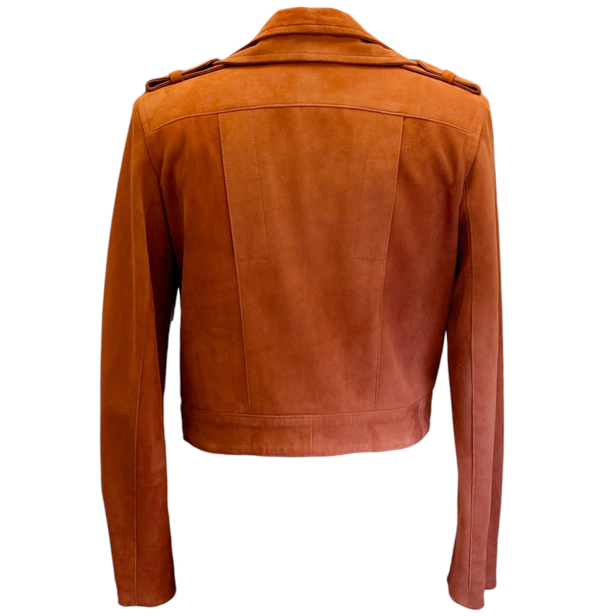 Brandon Maxwell Caramel Suede Double Layer Moto Jacket for Women - Stylish Leather Biker Jacket for Fall & Winter Riding, Night Out, and Casual Wear