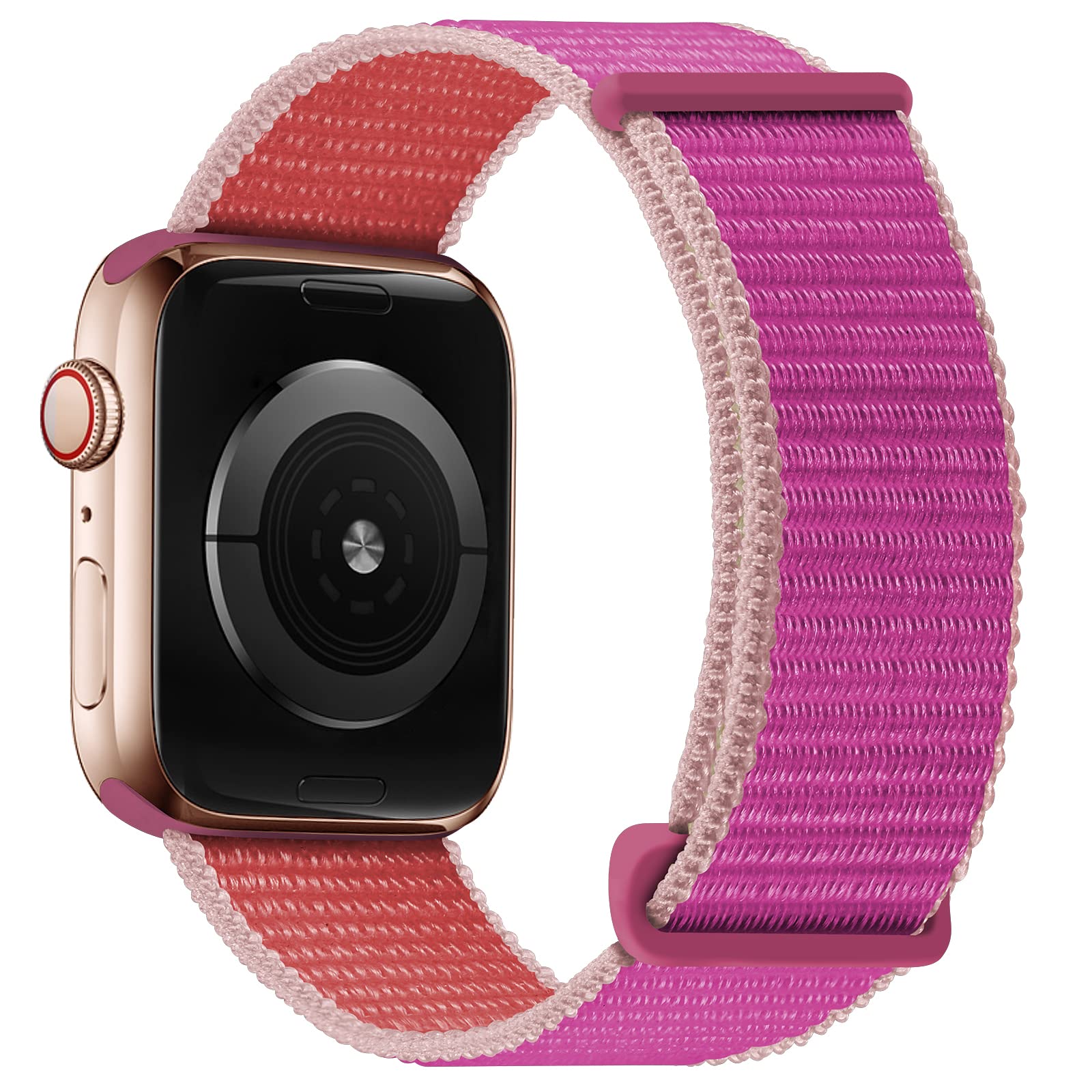 OXWALLEN Sport Loop Nylon Band for Apple Watch Series 9/8/7/6/5/4/3 SE 2/1 - 41mm 40mm 38mm Sizes - Adjustable Braided Fabric Strap for Men & Women - Pomegranate Red - Perfect for Running, Workouts & Daily Wear