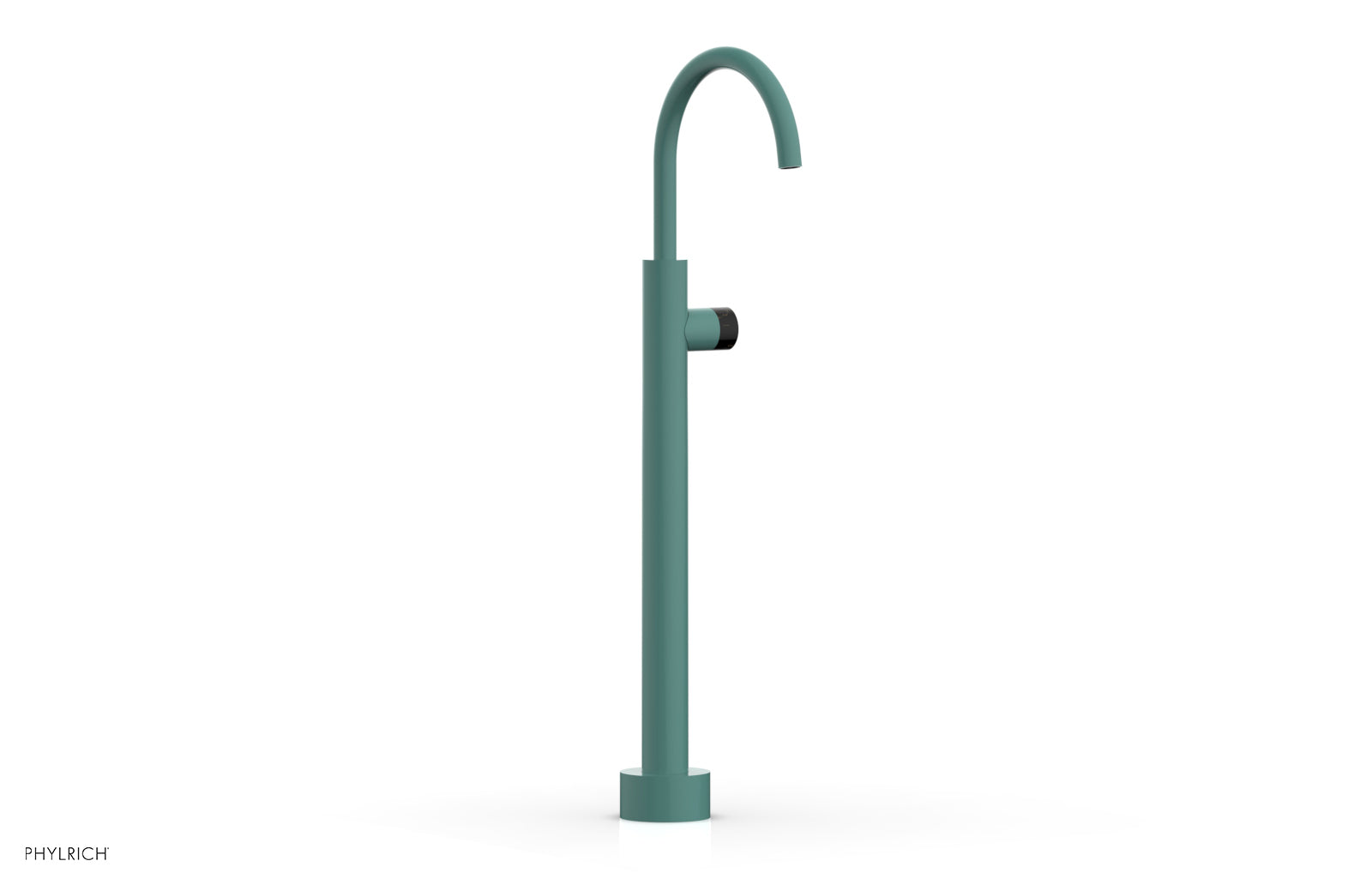 BASIC II Low Floor Mount Tub Filler with Black Marble Handle - Model 230 47 04 | Modern Bathroom Faucet for Freestanding Tubs & Luxury Spa Settings