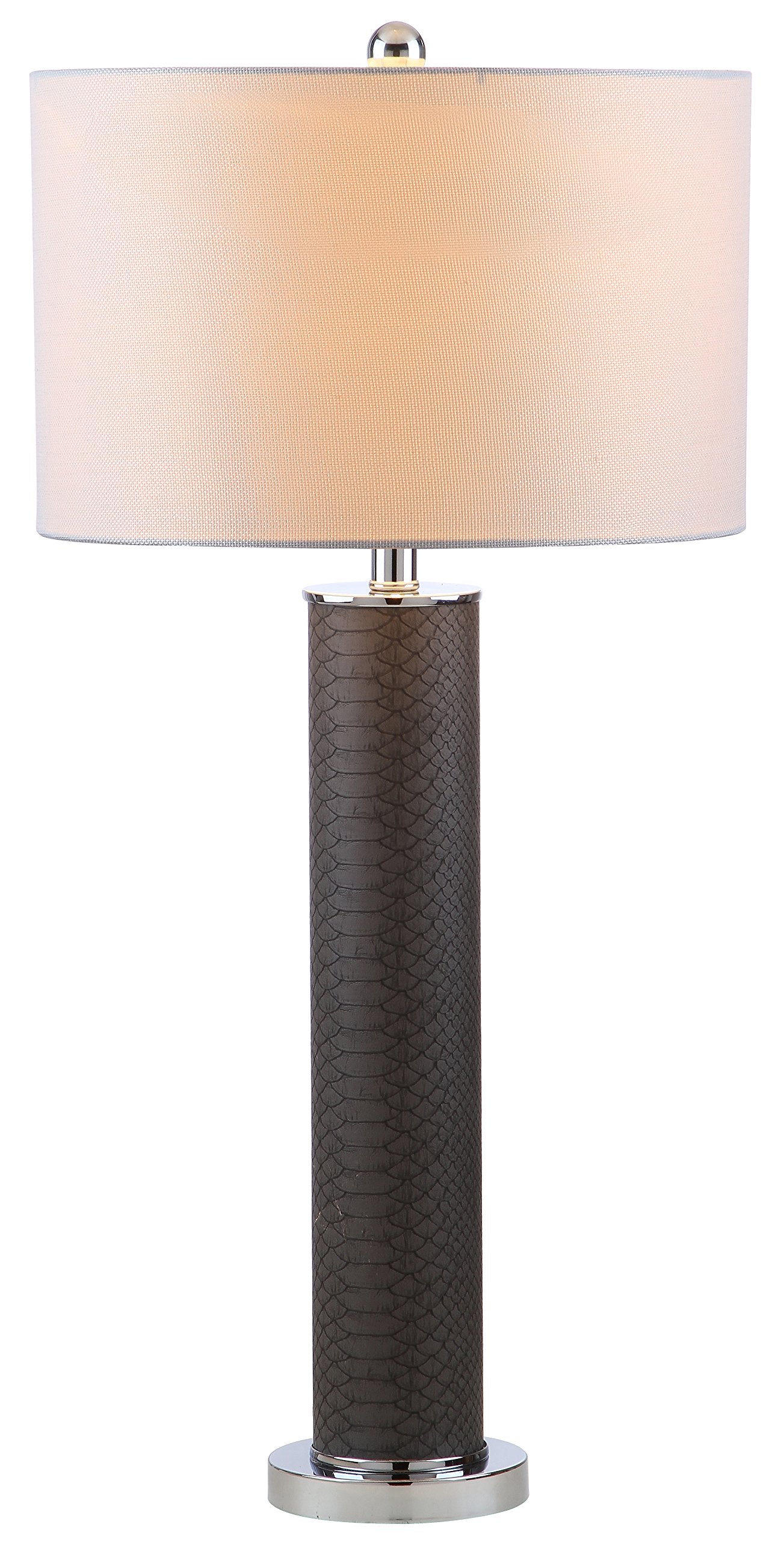 SAFAVIEH Ollie Modern Contemporary Grey Faux Snakeskin 32-Inch Table Lamp Set of 2 with LED Bulbs - Perfect for Bedroom, Living Room, Home Office & Nightstand Lighting