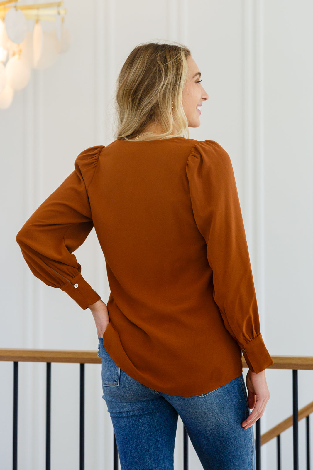 Stylish V-Neck Blouse in Toffee Brown - Perfect for Work, Date Night & Casual Outfits | Women's Fashion Top