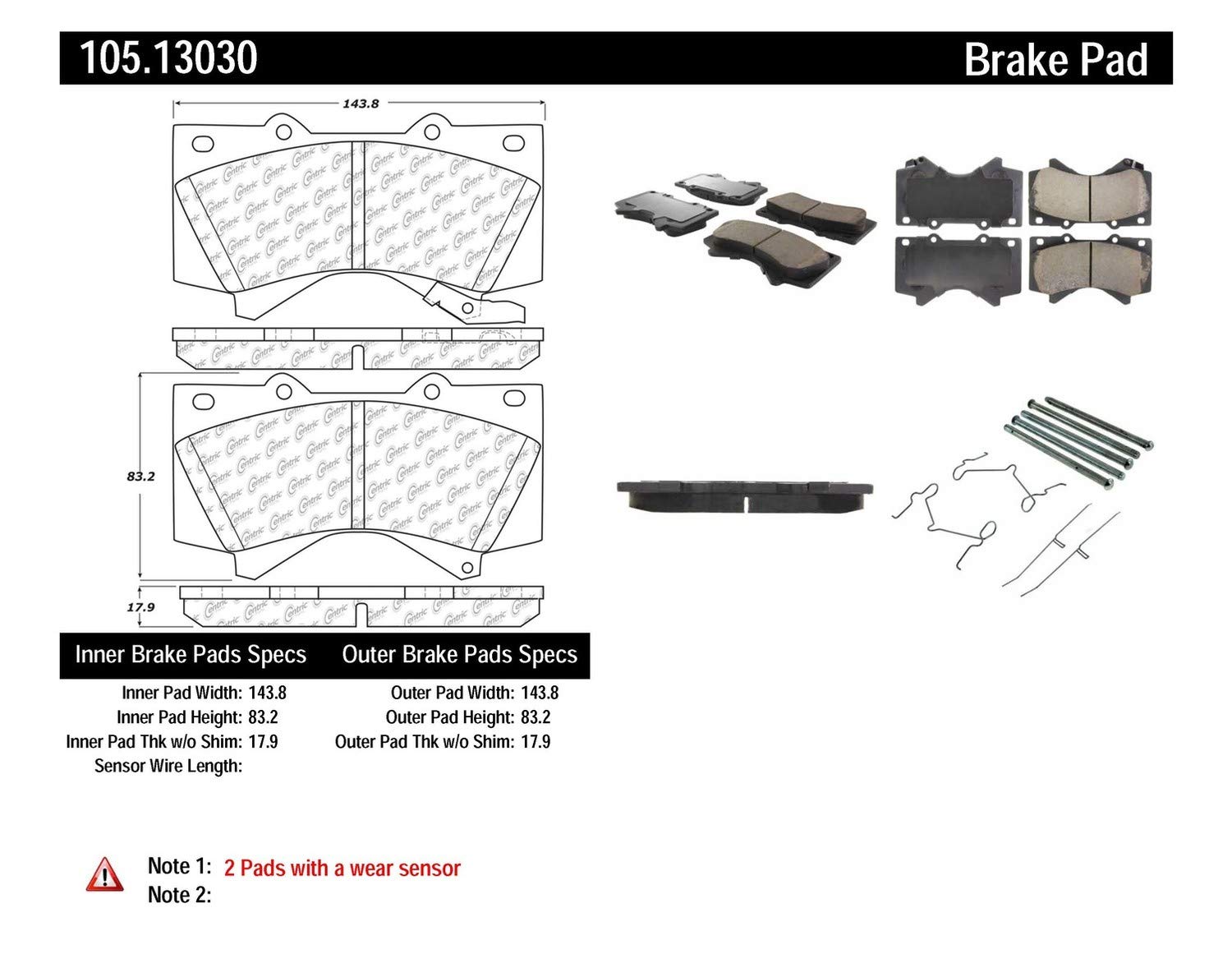 Premium Centric FRONT & REAR Metallic Brake Pads - 2 Sets Compatible with Toyota Land Cruiser, Sequoia, Tundra | High-Performance Braking for Off-Road Adventures & Heavy-Duty Towing