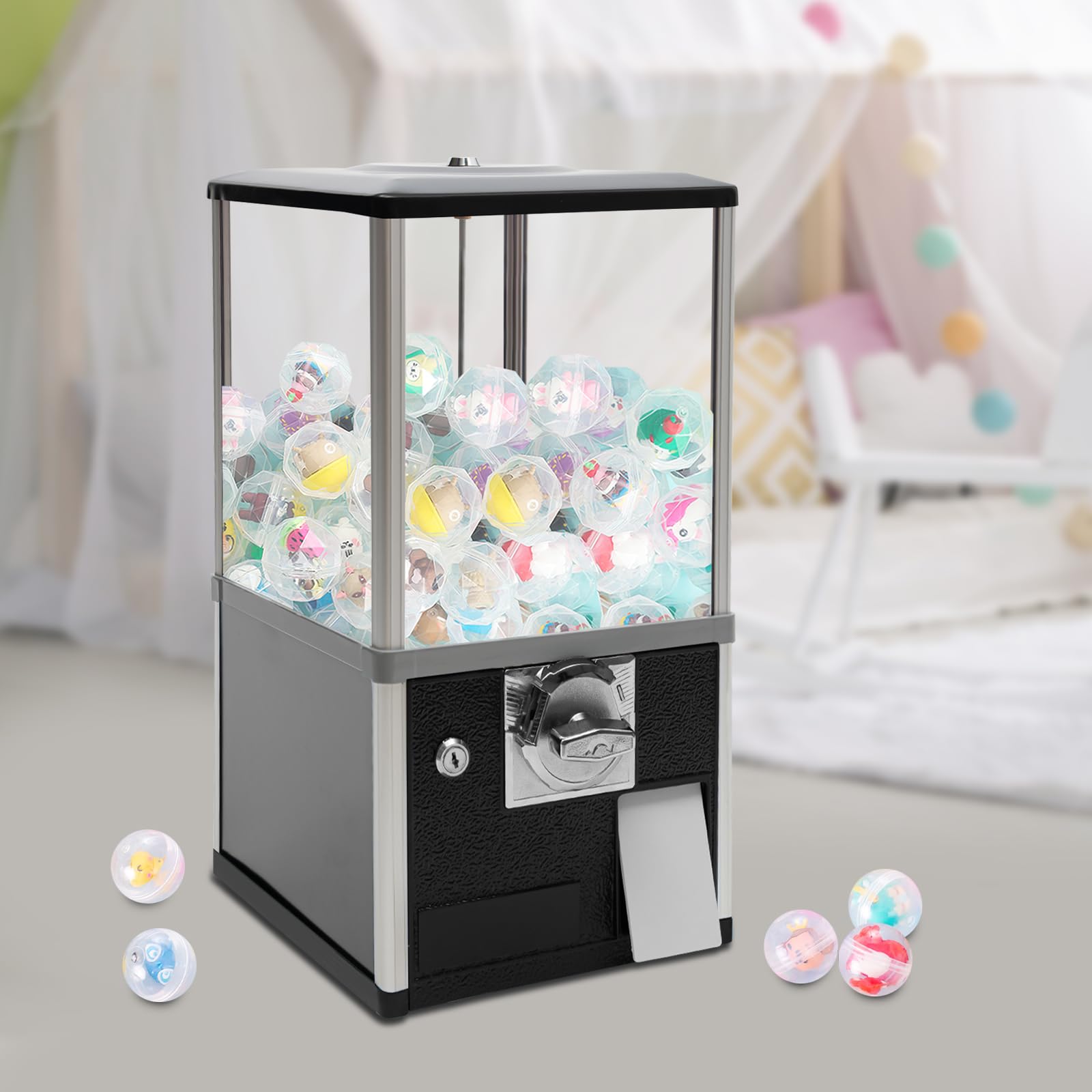 Commercial Vending Machine for Candy & Gumballs - Large Capacity Capsule Dispenser for 1.77-1.97 Inch Toys & Gadgets (US Stock) - Perfect for Arcades, Malls, Restaurants & Retail Stores