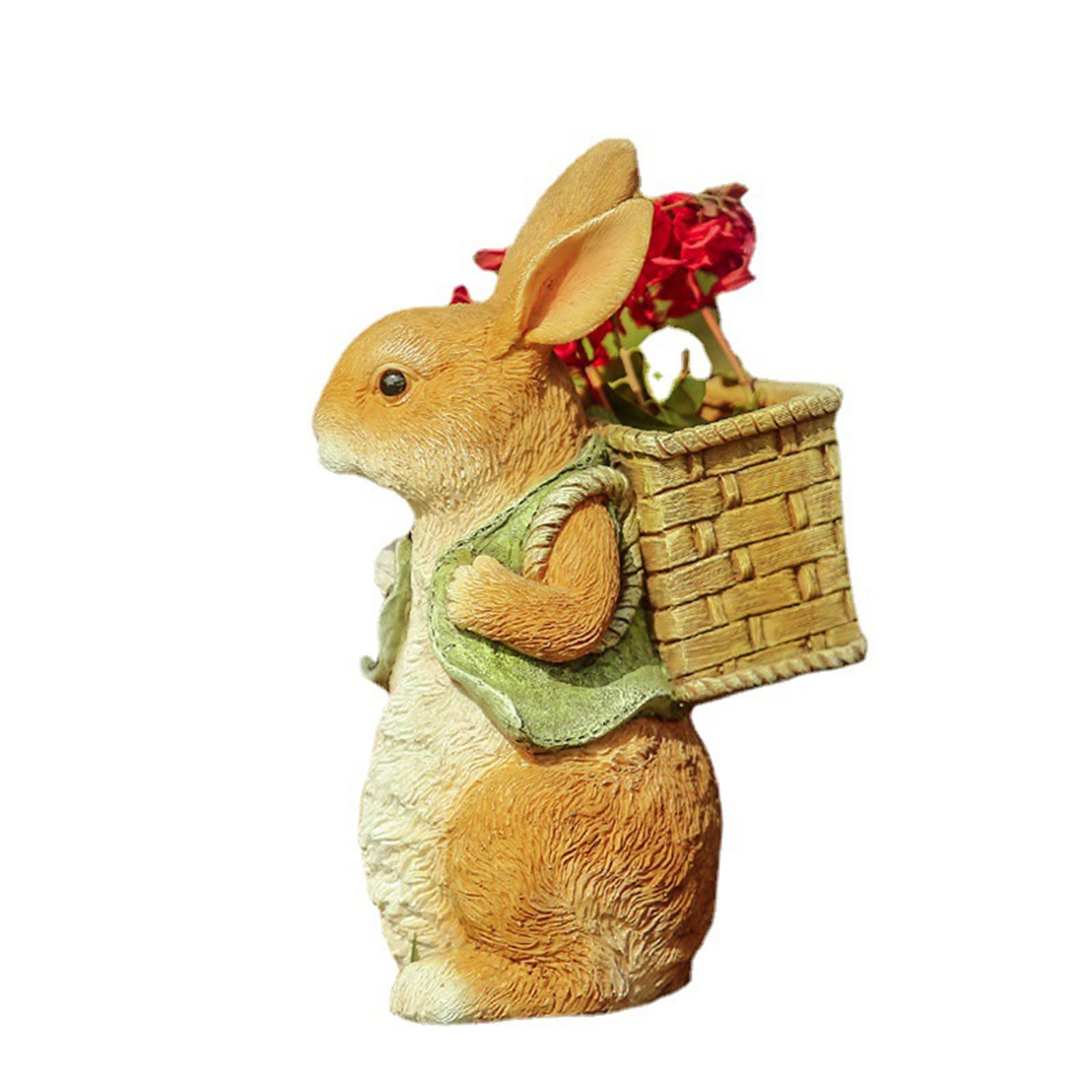 Realistic Resin Flower Pot with Rabbit Design - Outdoor Garden Decor for Balcony, Courtyard & Lawn - Perfect for Home Gardening, Patio Decor & Landscape Decoration