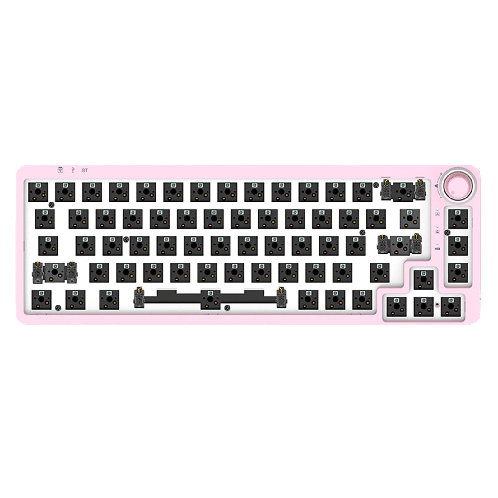 LGBN 65% Tenkeyless DIY Gaming Keyboard Kit - 67 Key RGB Backlit Mechanical Keyboard with Volume Knob | Hot-Swappable Switches, 3 Connectivity Modes (USB-C/Wired/Bluetooth), Custom Software Support in Pink | Perfect for Esports, Streaming & Office Work