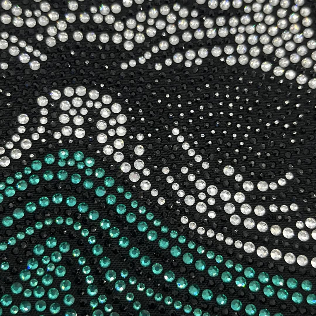 Rhinestone Skull Heat Transfer Patch - Green Mask Iron-On with Hot Fix Crystals for DIY Apparel & Costumes | Perfect for Halloween, Cosplay, and Fashion Accessories