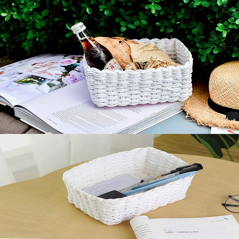 Eco-Friendly Woven Storage Baskets Set of 3 - Recycled Paper Rope Organizer Bin for Cupboard, Closet & Dresser - Perfect for Storing Toys, Blankets & Home Decor (Ideal for Bedroom, Nursery & Living Room Organization)