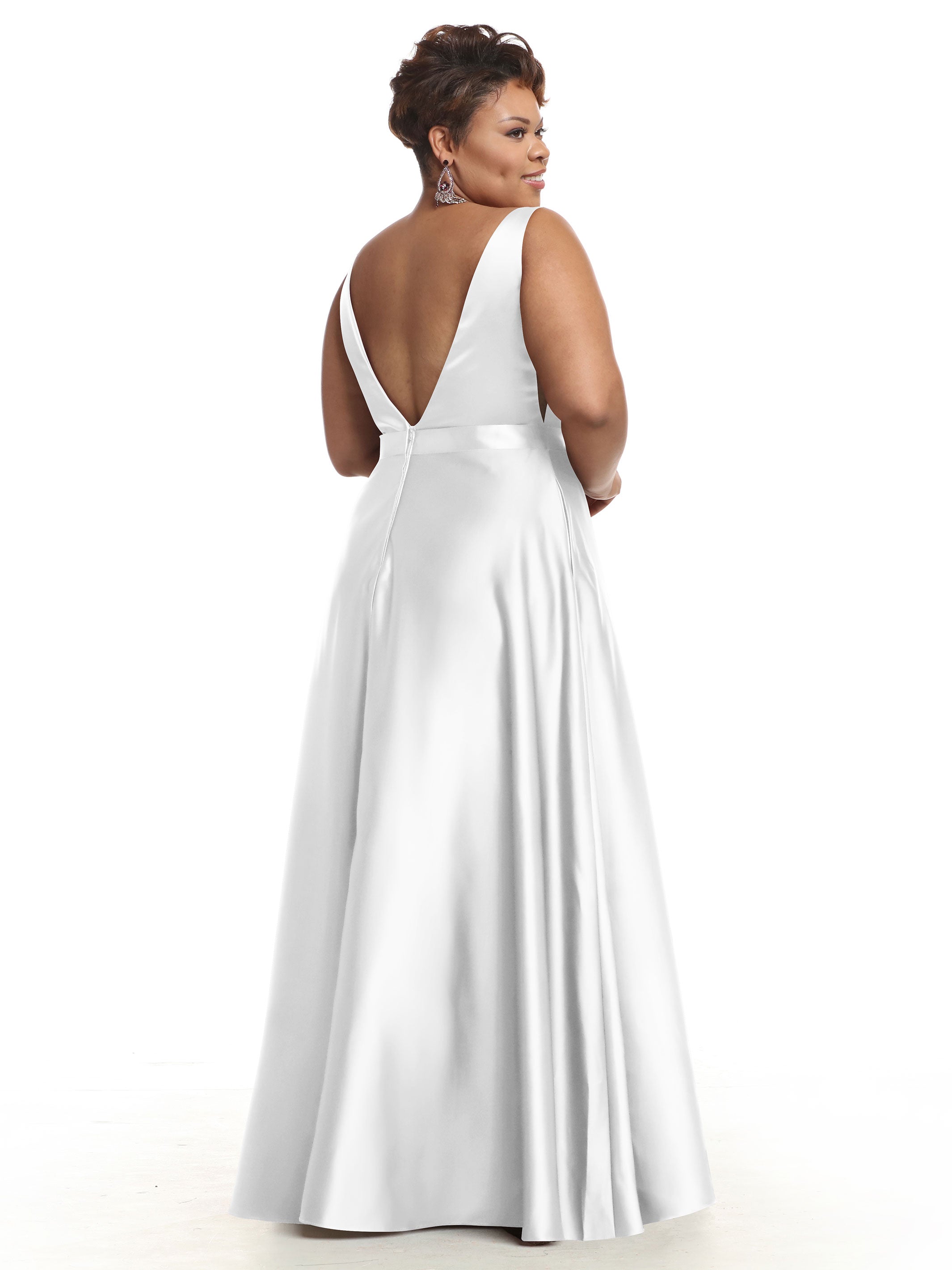 Elegant 80118 Satin A-Line Bridesmaid Dress with V-Neckline & Waist Sash - Perfect for Weddings, Formal Events & Special Occasions