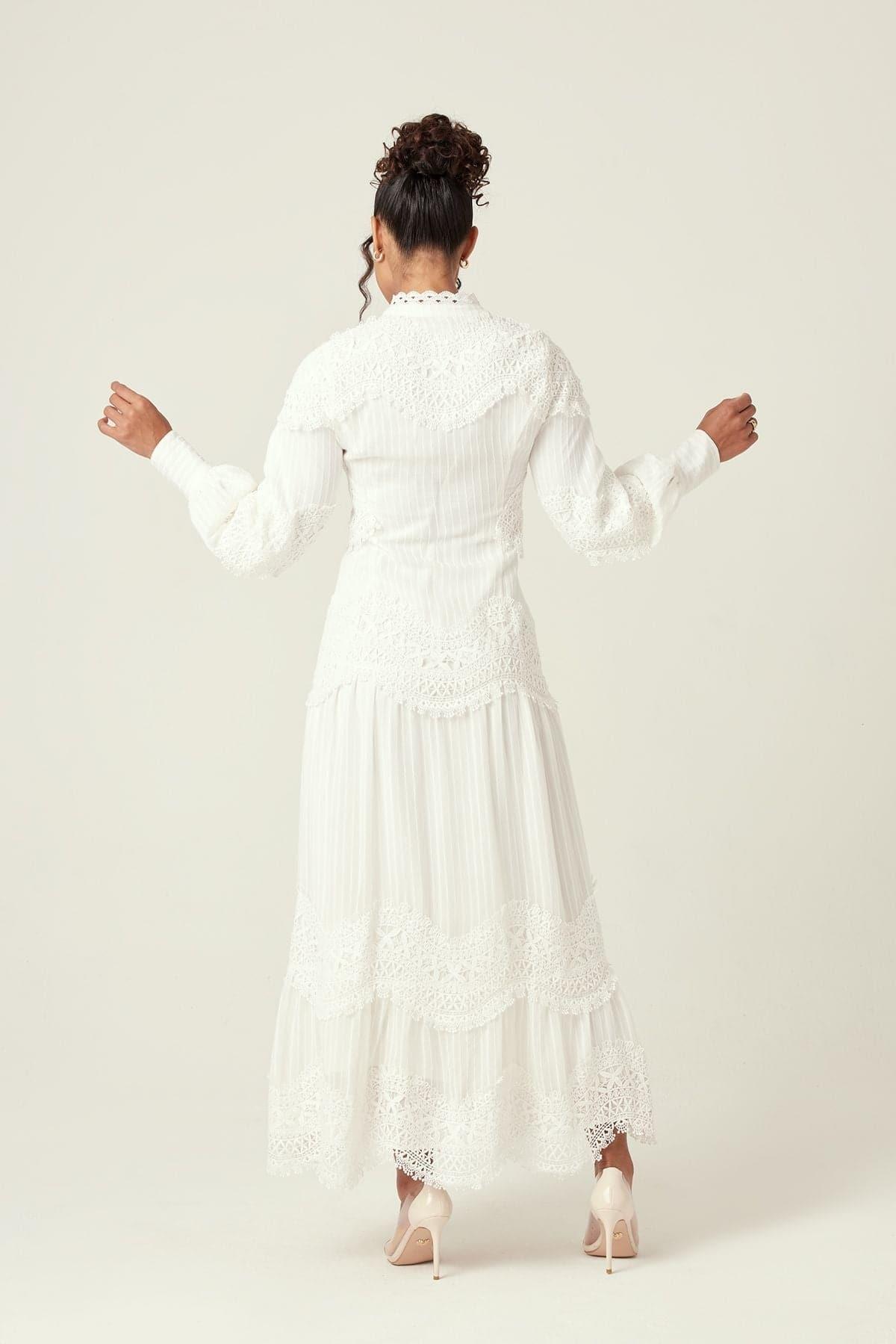 Amanda Lace Ribbed Cotton Maxi Dress for Women - Elegant White Summer Beach Wedding Party Dress | Perfect for Beach Vacations, Weddings & Special Occasions