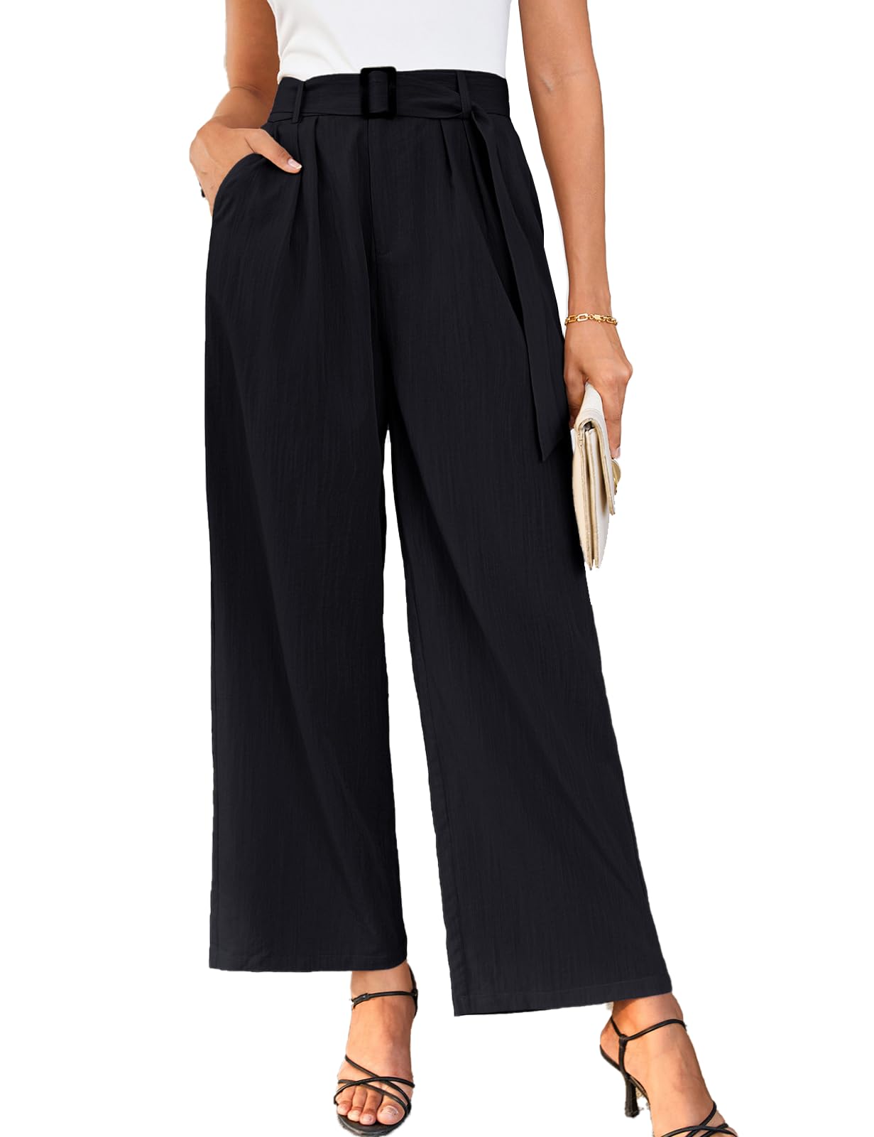 Grace Karin Women's Casual Palazzo Pants with Pockets - Elegant Wide Leg for Business & Leisure