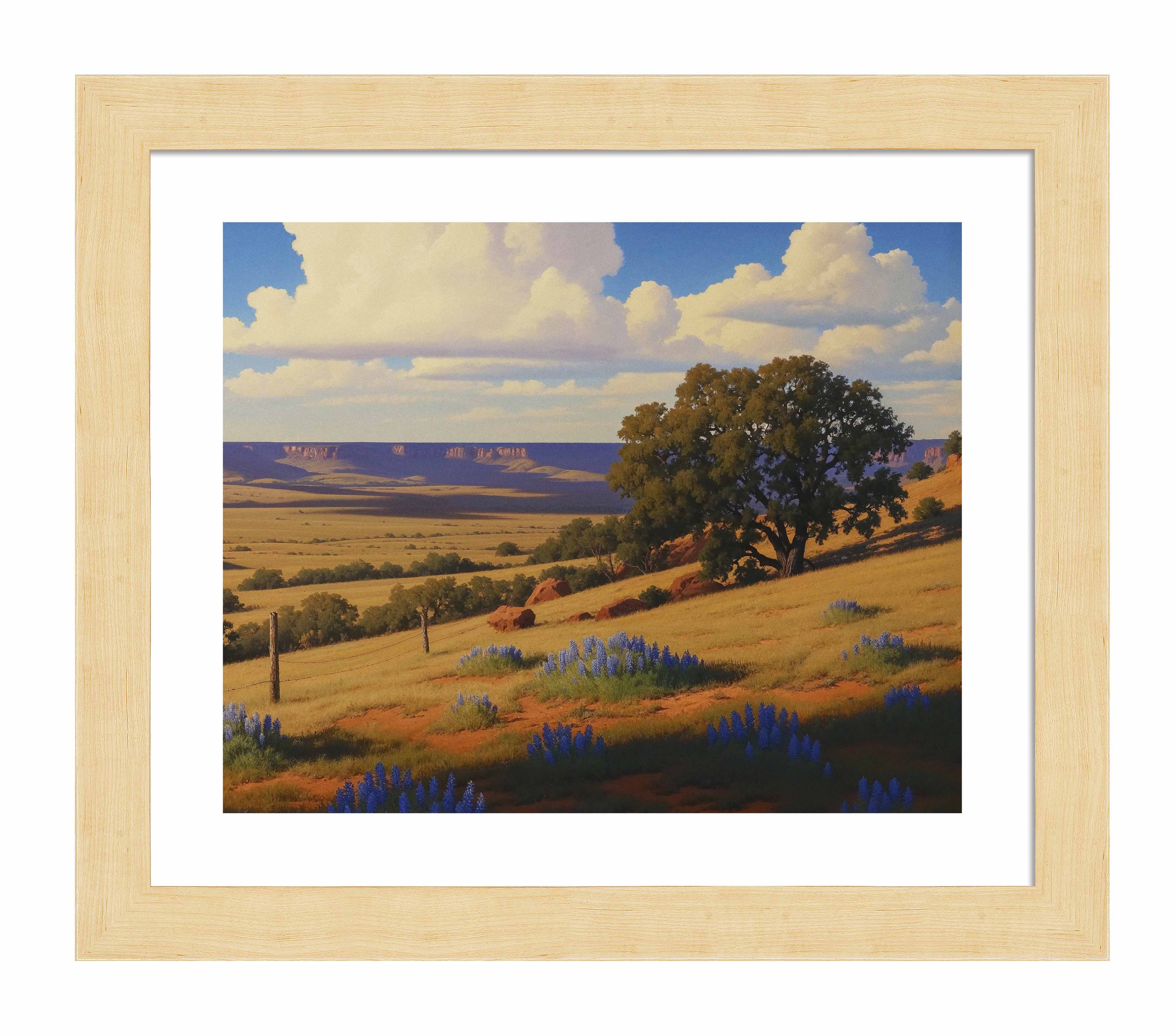 Bluebonnet Ranch Art Prints - Premium Texas Landscape Wall Decor for Home & Office | Perfect for Living Room, Bedroom & Office Decor