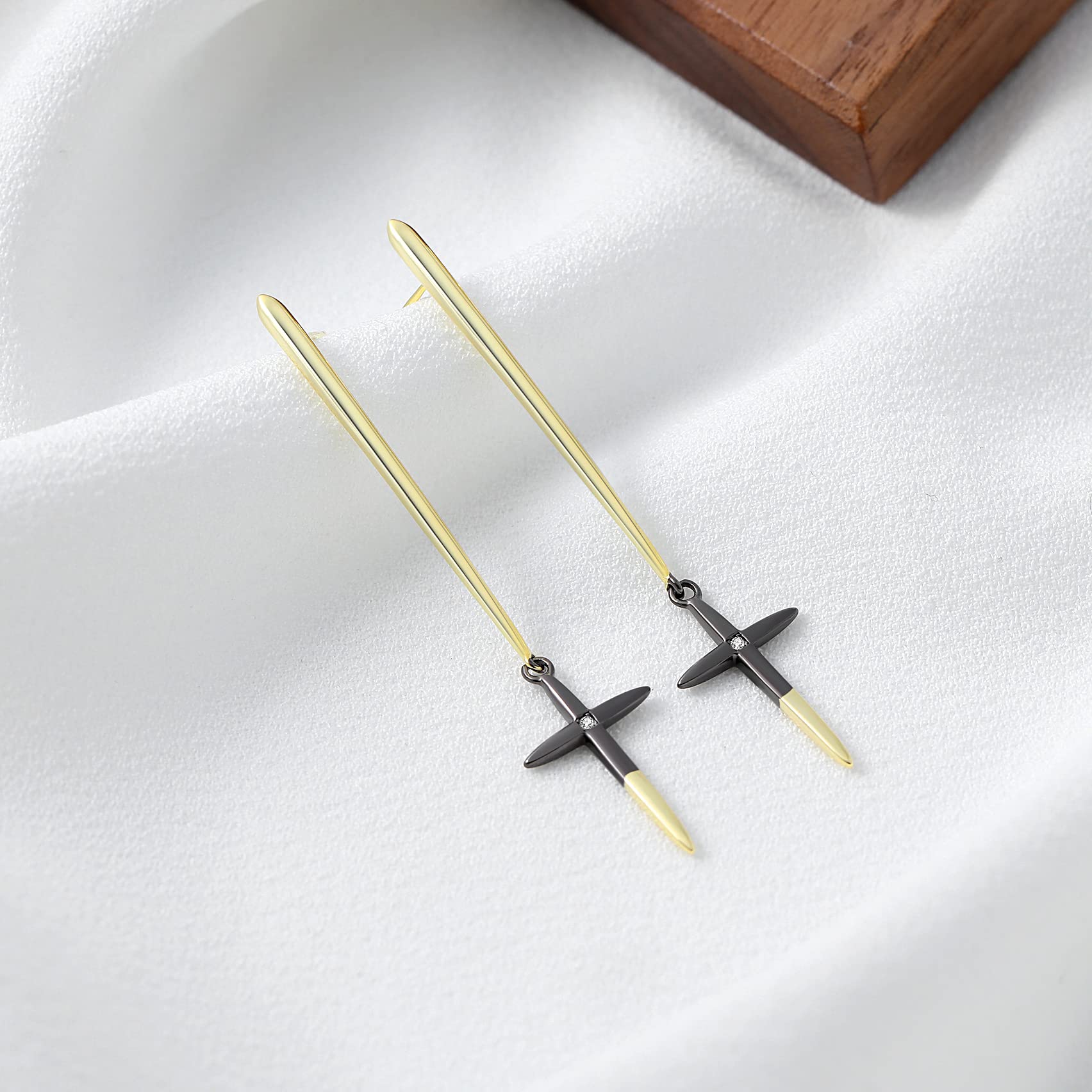 925 Sterling Silver Gold Plated Lightning & Raindrop Dangle Earrings - Elegant Women's Jewelry Gift for Birthday, Anniversary & Special Occasions | Perfect for Parties, Weddings & Everyday Wear