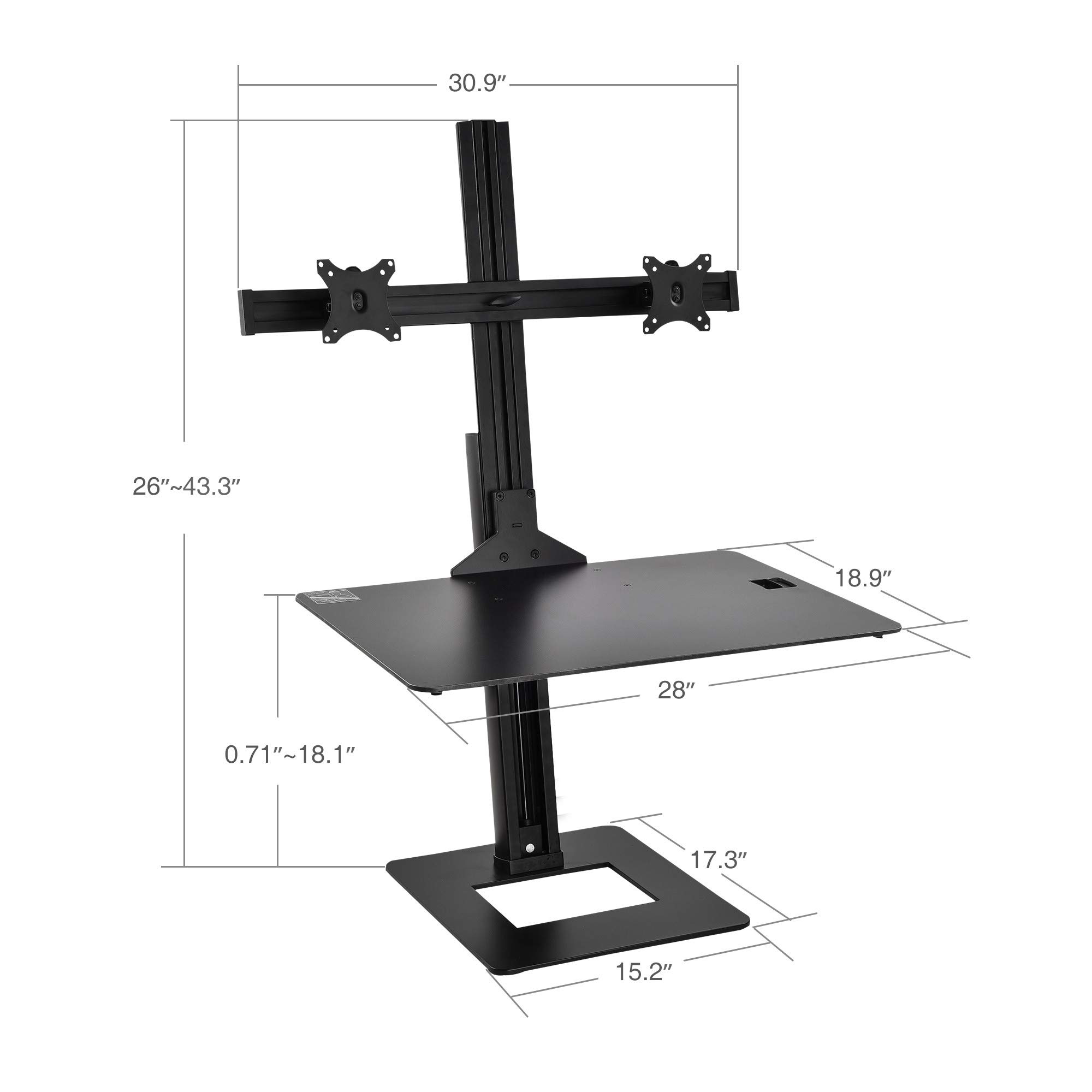 SIIG Dual Monitor Adjustable Motorized Stand with Laptop Tray - Supports 17