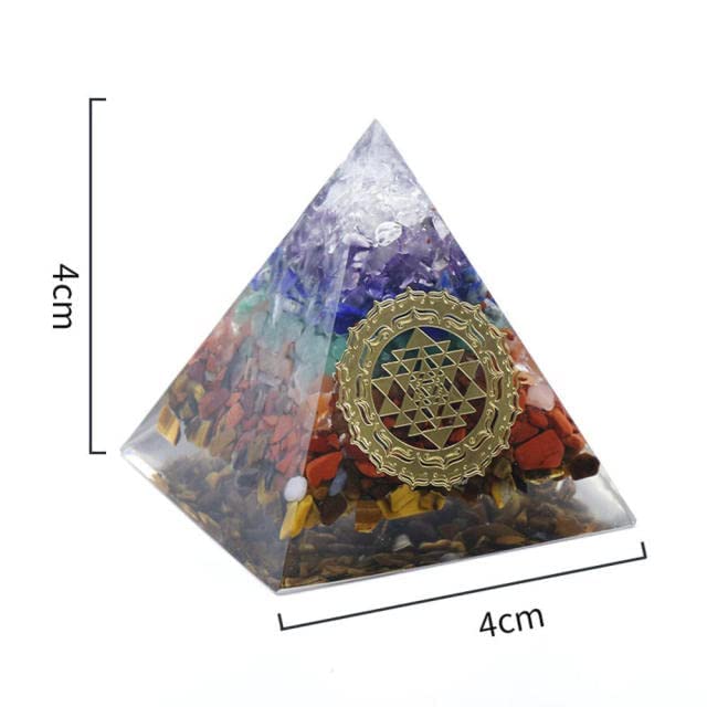 Orgone Pyramid with Amethyst & Peridot - Healing Crystal for Energy Balancing, EMF Protection & Meditation - Quartz Orgonite Pyramid for Home Decor, Office & Spiritual Healing (Perfect for Yoga, Reiki & Feng Shui Spaces)