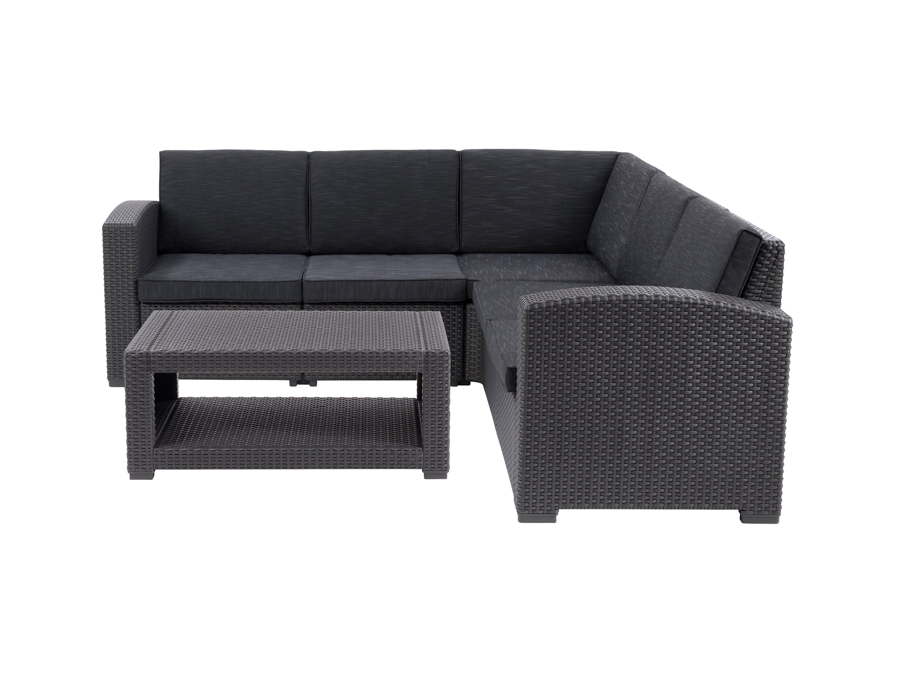 6-Piece Black Outdoor Wicker Sectional Sofa Set - Patio Furniture for Garden, Poolside & Backyard Relaxation