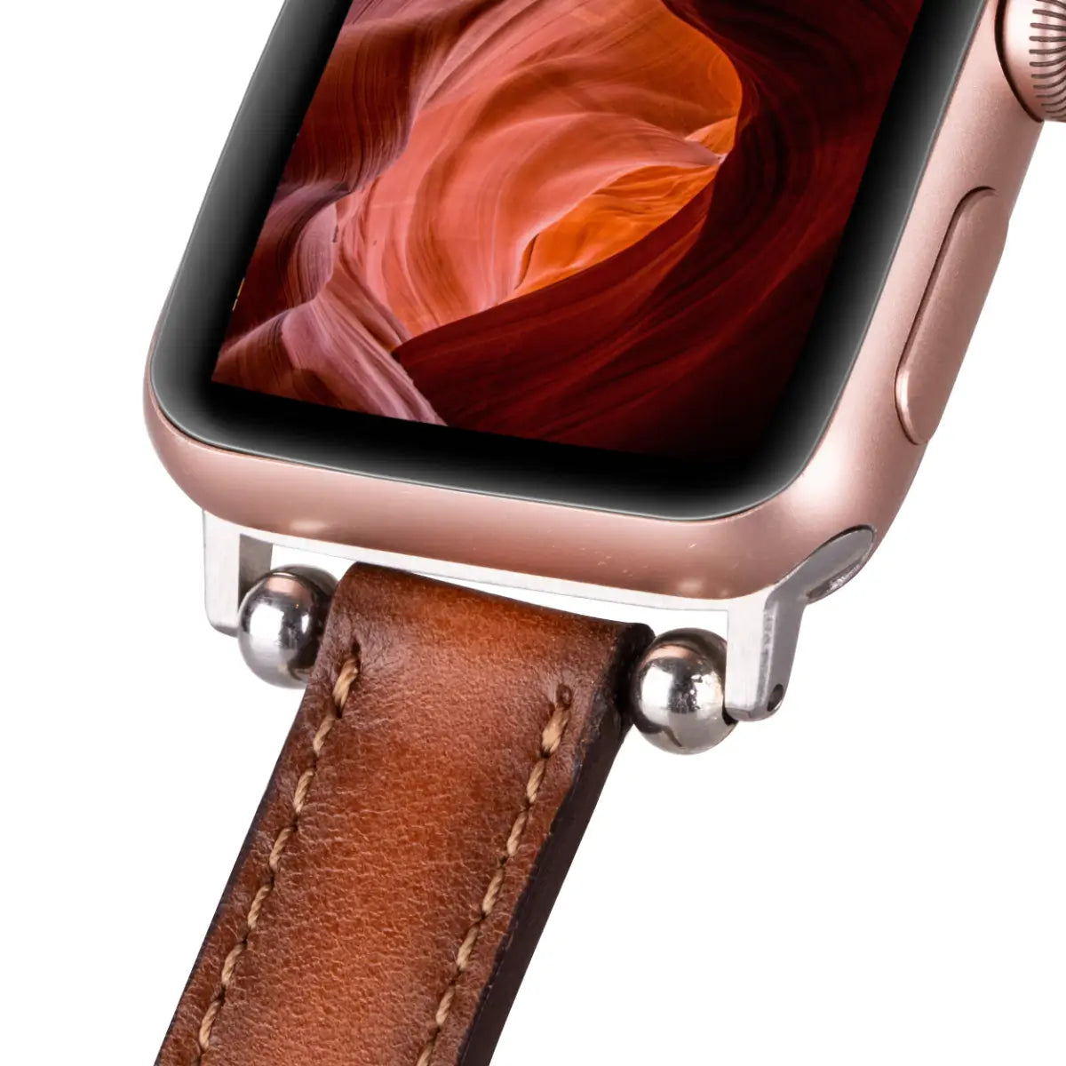 Premium Brown Leather Ultra Slim Apple Watch Band - Stylish & Comfortable for Everyday Wear, Workouts & Business Meetings