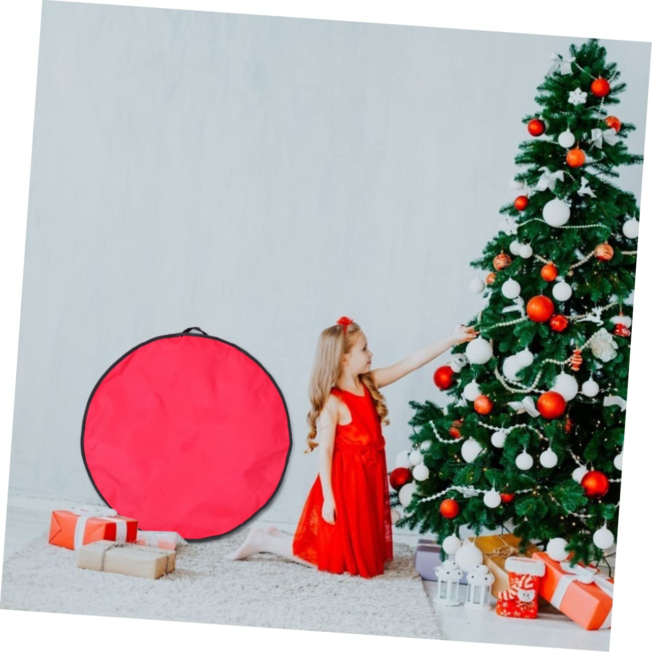 Hemoton 1PC Large Christmas Wreath Storage Bag - Durable Oxford Fabric Round Wreath Container with Zipper for Holiday Decor, Artificial Flowers & Clothes - Perfect for Seasonal Storage, Travel & Home Organization
