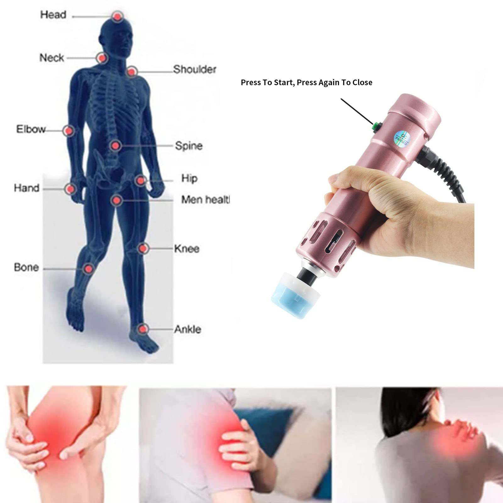 Electromagnetic Shockwave Therapy Device for ED & Pain Relief - Erectile Dysfunction Treatment, Sports Injury Recovery Massager - Home & Clinic Use for Men's Health & Physical Therapy
