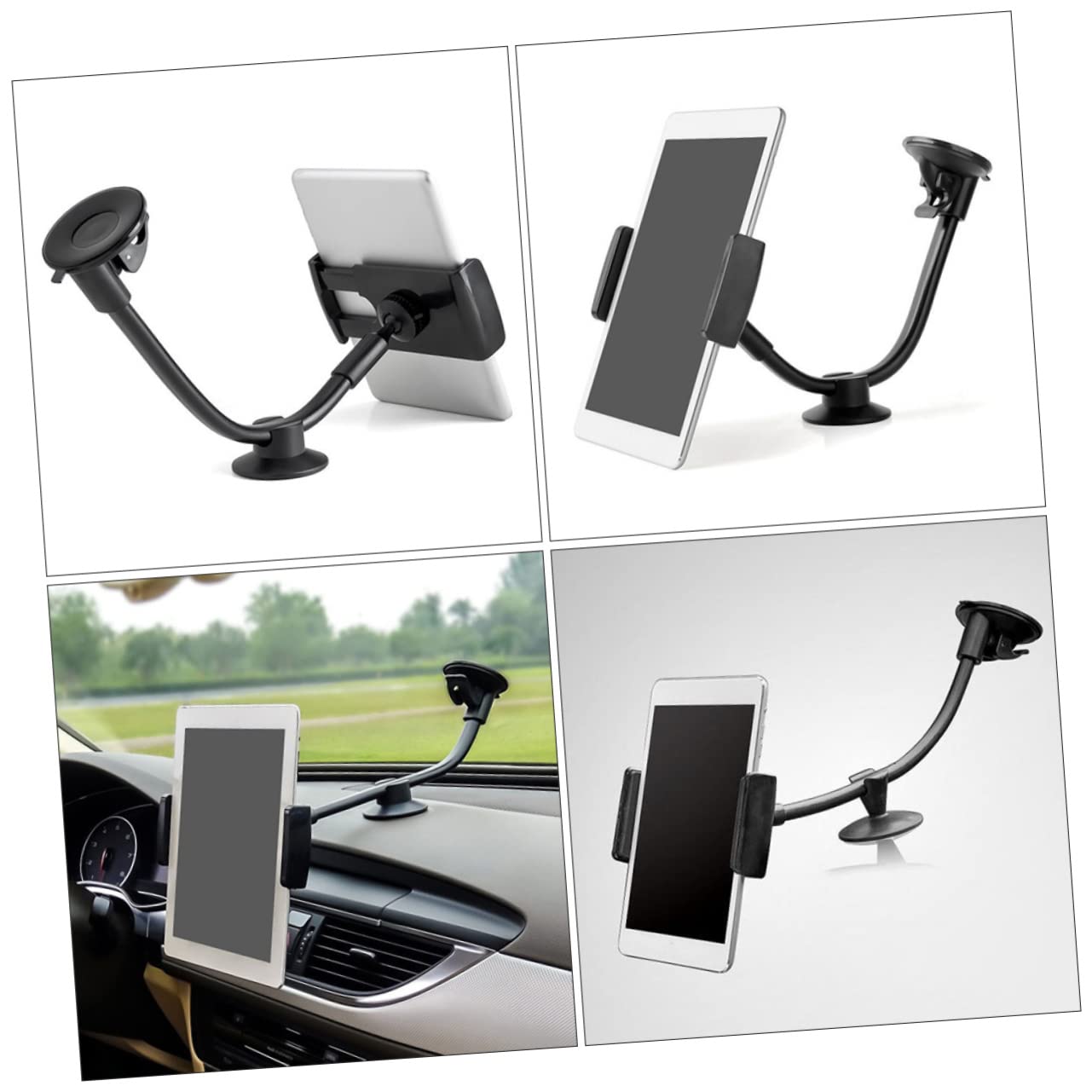 Universal Car Tablet and Phone Mount Holder - 2 Pack for Hands-Free Driving, GPS Navigation & Entertainment - Compatible with All Smartphones and Tablets up to 12.9