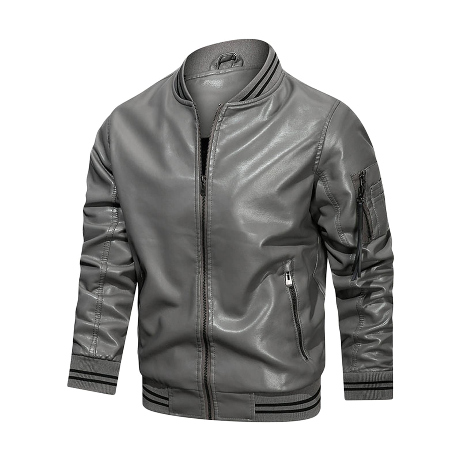 Men's Black Leather Jacket with Hood - Stand Collar Zipper Pocket Casual Coat for Outdoor & Streetwear | Perfect for Winter, Motorcycle Riding & Urban Fashion