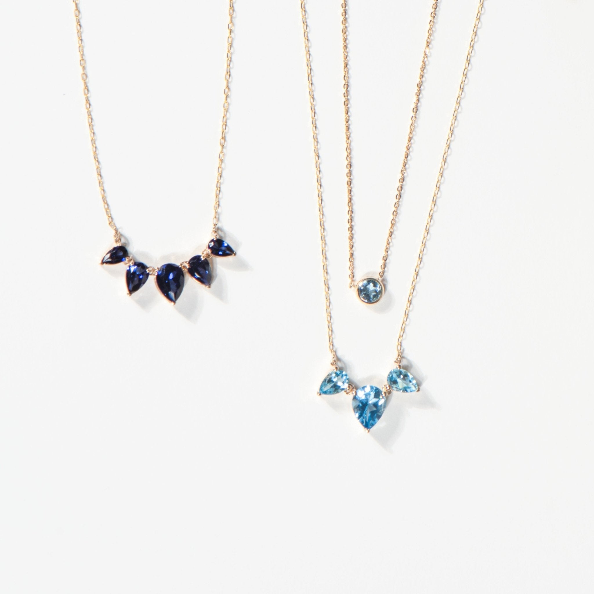 10k Yellow Gold Teardrop Swiss Blue Topaz Necklace for Women - Elegant Jewelry Gift for Birthday, Anniversary & Special Occasions