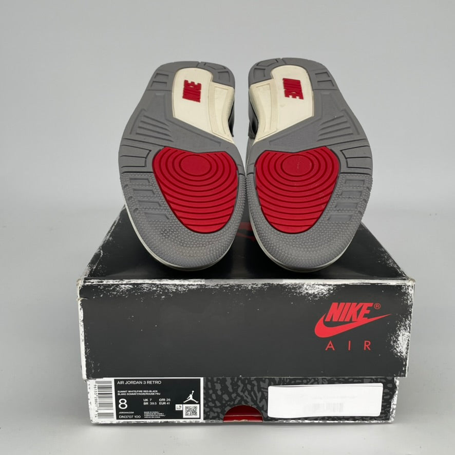 Original Air Jordan 3 White Cement Reimagined Sneakers - Men's Size 8 / Women's Size 9.5W (DN3707-100) - Retro Basketball Shoes for Streetwear & Casual Fashion