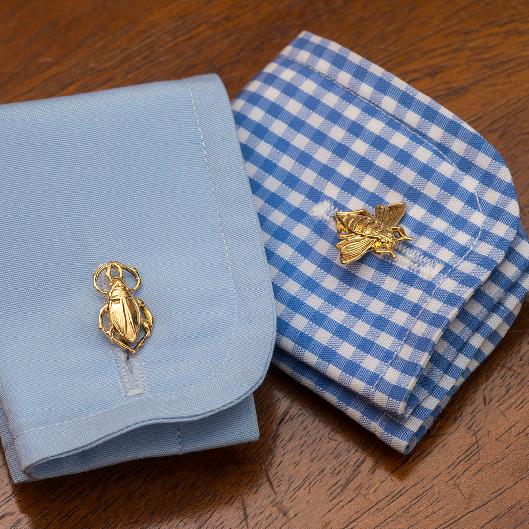 Goldbug Collection Cufflinks for Men - Elegant Gold-Plated Dress Cuff Links for Formal Wear, Weddings & Business Attire - Perfect Gift for Groomsmen & Professionals
