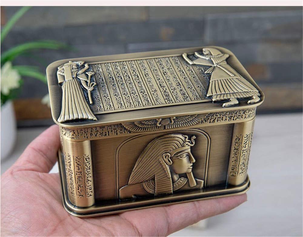Egyptian Pharaoh Style Metal Jewelry Box - Elegant Storage Case for Rings, Earrings & Necklaces - Perfect Jewelry Gift Box for Women, Mothers & Girls - Great for Home Decor, Travel & Special Occasions