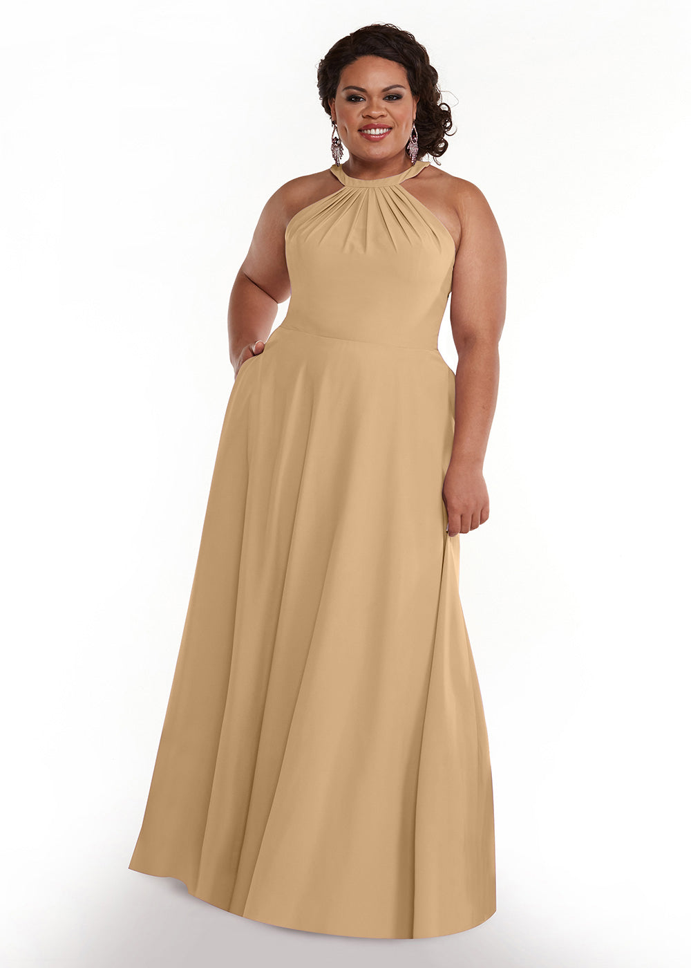 Elegant 83002 Stretch Chiffon A-Line Bridesmaid Dress with Adjustable Halter Neck - Perfect for Weddings, Formal Events & Special Occasions
