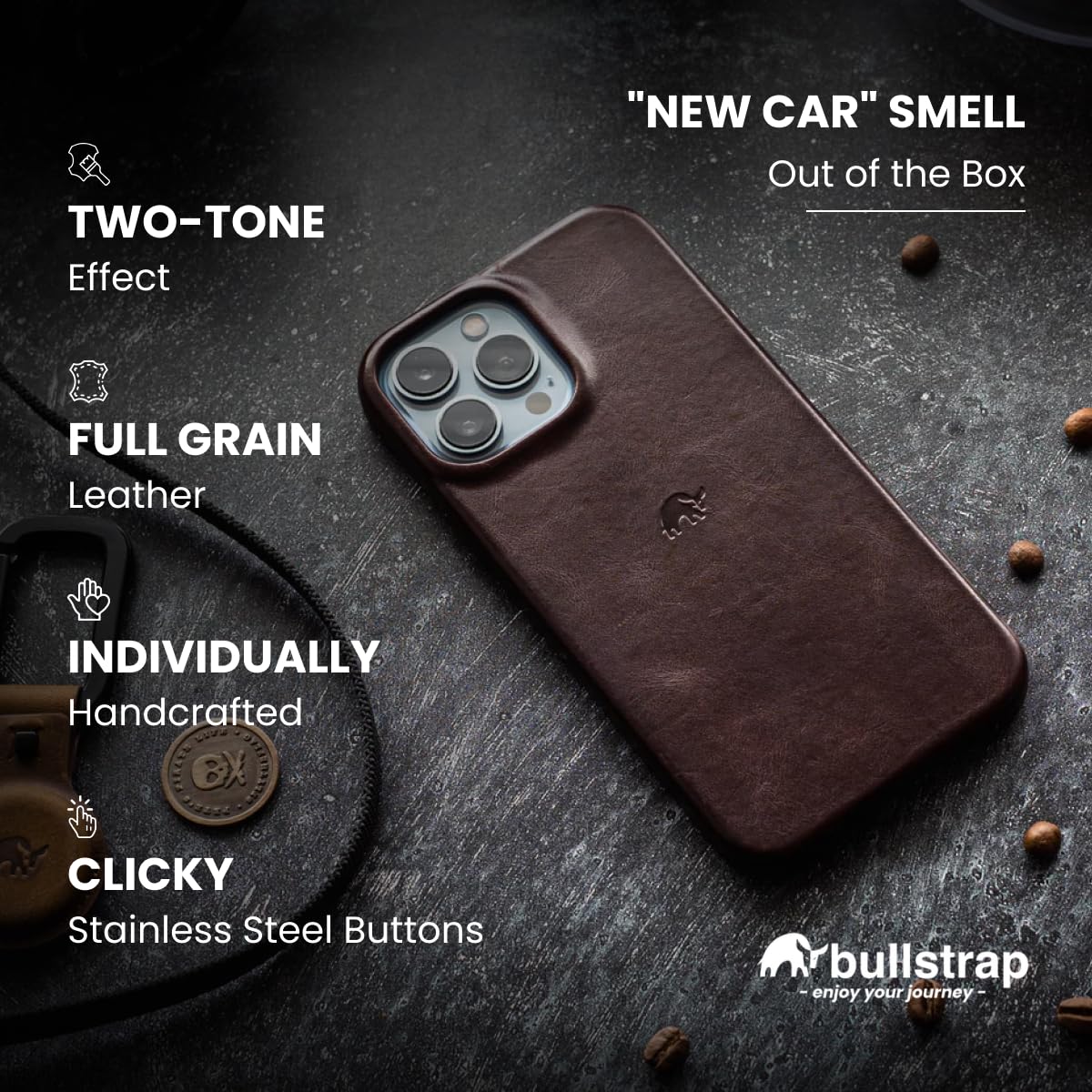 Premium Full-Grain Leather iPhone 12 Pro Max Case - Handcrafted Bullstrap Bourbon Leather with MagSafe Compatibility | Slim Fit & Patina Finish | Perfect for Business, Travel & Everyday Protection