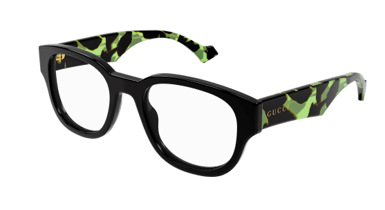 Gucci GG1429O 003 Black Havana Clear Round Men's Eyeglasses - Stylish Prescription Glasses for Men, UV Protection, Lightweight Frame - Perfect for Office, Driving & Everyday Wear