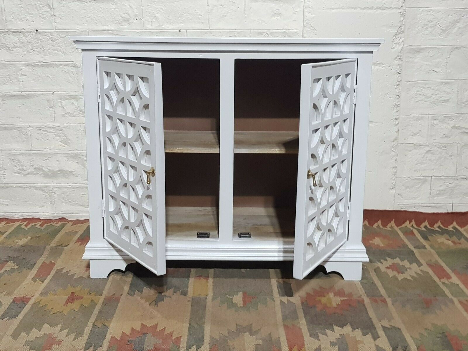 French Arched Hand Carved Solid Wood Buffet Sideboard - White | Rustic Farmhouse Dining Room Storage Cabinet for Kitchen & Living Room Decor