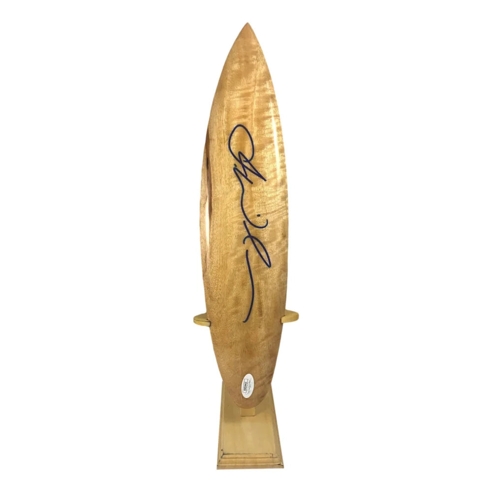 Julian Wilson Autographed Mini Wooden Surfboard with Stand - Hand Signed Collectible with JSA COA - Perfect for Surfing Fans, Home Decor & Memorabilia Display