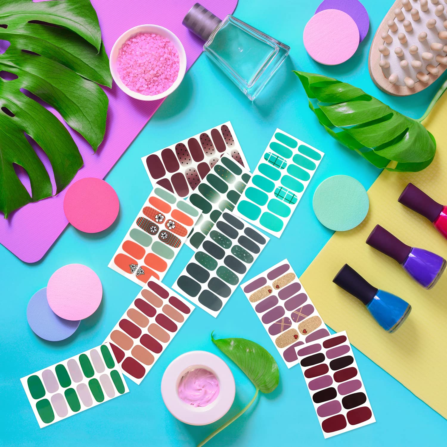 420 Pieces Nail Polish Strips - 30 Sheets Glitter Gradient Nail Wraps with Nail File, Self-Adhesive Nail Art Stickers for Women & Girls | DIY Manicure, Party Nails, Salon Quality at Home