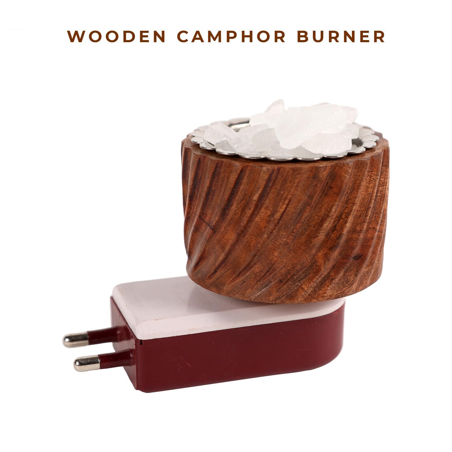 Premium Wooden Kapur Dani Bhimseni/Kapoor Diffuser - Natural Essential Oil & Bakhoor Burner with Camphor for Aromatherapy, Home Fragrance & Spiritual Relaxation | Perfect for Meditation, Yoga & Stress Relief
