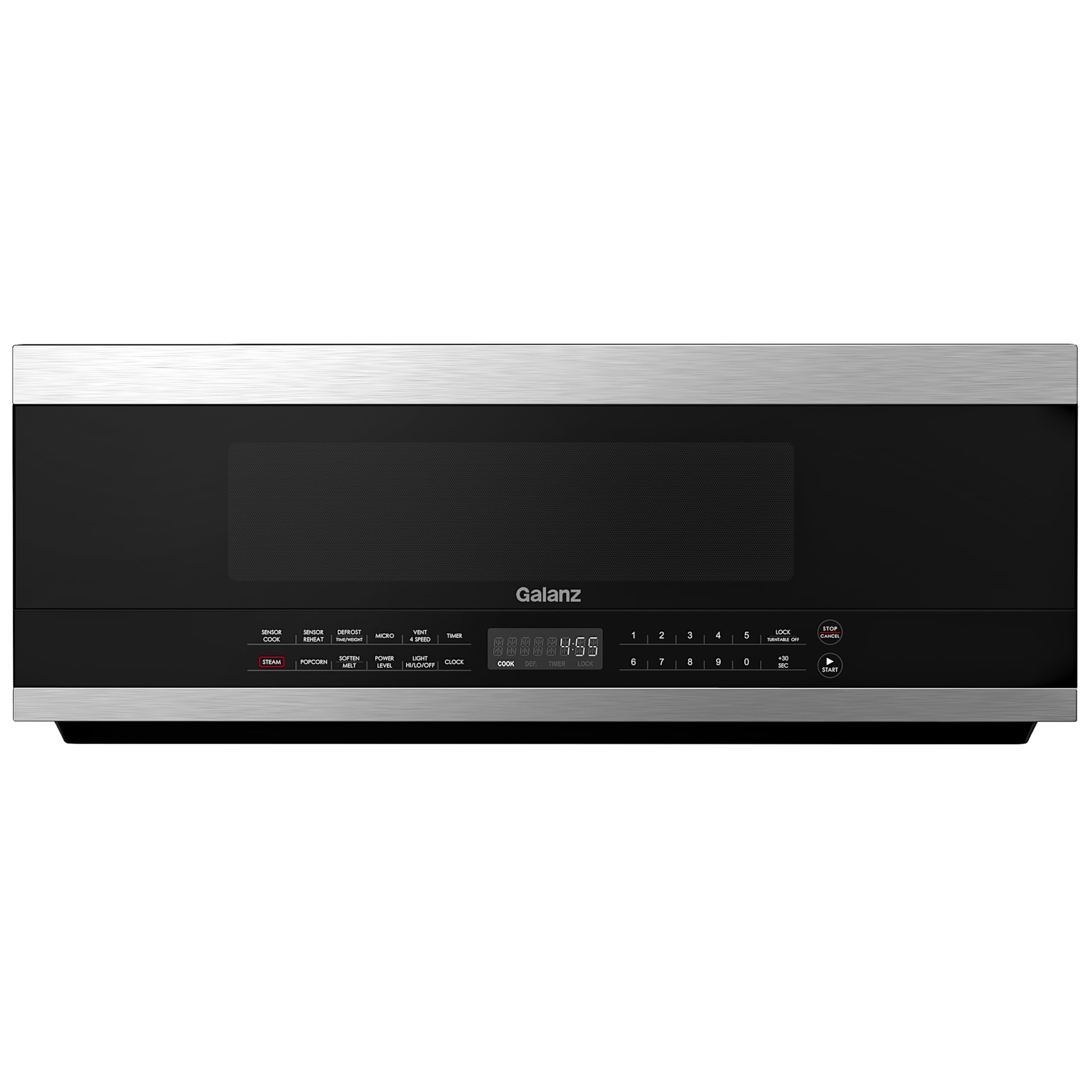 Galanz GLOMJK12S2SWN10 Low Profile Over The Range Microwave Hood Combo with Steam & Sensor Cooking - 1.2 Cu Ft Stainless Steel - 11 Power Levels - Perfect for Small Kitchens & Apartments