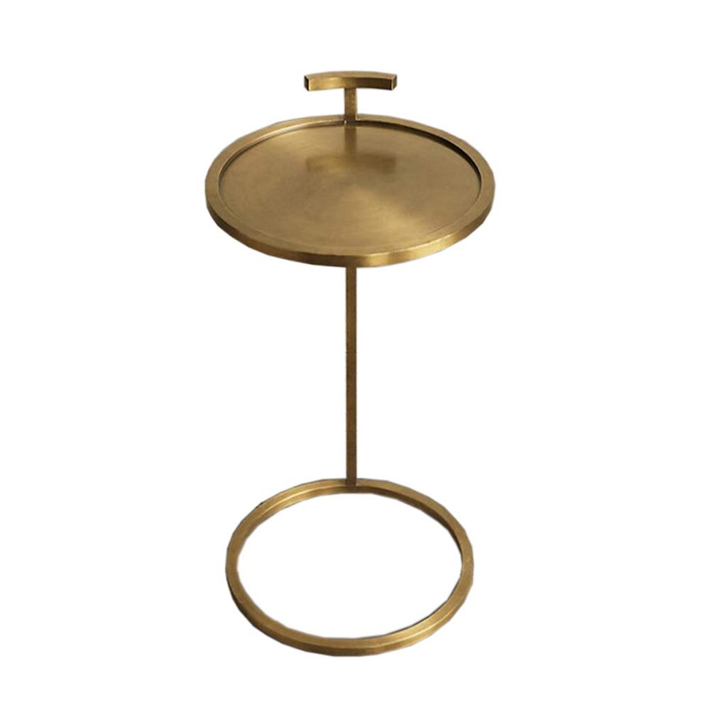 Gold Round Bistro Side Table with Tray - 15.74