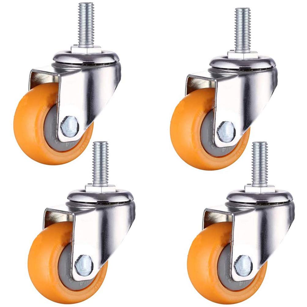 Set of 4 Swivel Casters with Brake - 1/1.25/1.5/2 Inch Heavy Duty Rubber Wheels for Furniture, Workbench & Equipment - Quiet Rolling Transport Casters for Smooth Mobility in Home, Office & Workshop
